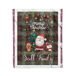 Personalized Gift Tartan Plaid Blanket Clan Scott Brown Ancient With Funny Santa Snowman Reindeer Merry Christmas Fleece Blanket, Home Living Room, Plaid Blanket, Tartan Blanket, Scottish Blanket, Buffalo fleece blanket, Christmas Blanket