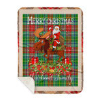 Personalized Gift Plaid Tartan Blanket Clan Muirhead With Moose Lover Xmas Gift Santa Riding Plaid Christmas Sherpa Blanket