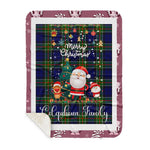 Personalized Gift Tartan Plaid Blanket Clan Colquhoun With Funny Santa Snowman Reindeer Merry Christmas Gift Sherpa Blanket, blue plaid sherpa blanket,blue tartan sherpa blanket,Buchan,buffalo plaid sherpa blanket,christmas sherpa blanket,Christmas Throw Blanket