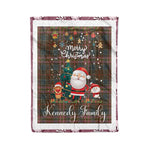 Personalized Gift Tartan Plaid Blanket Clan Kennedy Weathered With Funny Santa Snowman Reindeer Merry Christmas Fleece Blanket, Home Living Room, Plaid Blanket, Tartan Blanket, Scottish Blanket, Buffalo fleece blanket, Christmas Blanket