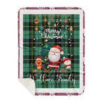 Personalized Gift Tartan Plaid Blanket Clan Wallace Ancient With Funny Santa Snowman Reindeer Merry Christmas Gift Sherpa Blanket, blue plaid sherpa blanket,blue tartan sherpa blanket,Buchan,buffalo plaid sherpa blanket,christmas sherpa blanket,Christmas Throw Blanket