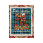 Personalized Gift Plaid Tartan Blanket Clan Arbuthnott Hunting With Moose Lover Xmas Gift Santa Riding Christmas Fleece Blanket