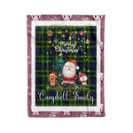 Personalized Gift Tartan Plaid Blanket Clan Campbell Of Breadalbane Modern With Funny Santa Snowman Reindeer Merry Christmas Fleece Blanket, Home Living Room, Plaid Blanket, Tartan Blanket, Scottish Blanket, Buffalo fleece blanket, Christmas Blanket