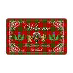 Doormat - Welcome Mat Scottish Clan Dewar Tartan Door Mat, Plaid Doormat With Thistle and Two Lion Scottish