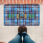 Doormat - Welcome Mat Scottish Clan Elliot Ancient Tartan Door Mat, Plaid Doormat With Thistle and Two Lion Scottish