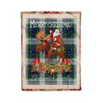 Personalized Gift Plaid Tartan Blanket Clan Blackwatch Dress Modern With Moose Lover Xmas Gift Santa Riding Christmas Fleece Blanket