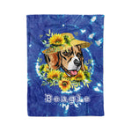Scotstee Shop - Scotstee Shop Blanket Beagle Dog Love Beagle Sunflower For Dog Lover Blue Tie Dye Hippie Fleece Blanket