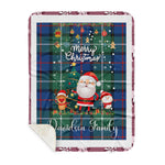 Personalized Gift Tartan Plaid Blanket Clan Davidson Of Tulloch With Funny Santa Snowman Reindeer Merry Christmas Gift Sherpa Blanket, blue plaid sherpa blanket,blue tartan sherpa blanket,Buchan,buffalo plaid sherpa blanket,christmas sherpa blanket,Christmas Throw Blanket
