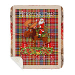 Personalized Gift Plaid Tartan Blanket Clan Drummond Of Strathallan With Moose Lover Xmas Gift Santa Riding Buffalo Plaid Christmas Sherpa Blanket