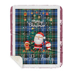Personalized Gift Tartan Plaid Blanket Clan MacRae Hunting Ancient With Funny Santa Snowman Reindeer Merry Christmas Gift Sherpa Blanket, blue plaid sherpa blanket,blue tartan sherpa blanket,Buchan,buffalo plaid sherpa blanket,christmas sherpa blanket,Christmas Throw Blanket