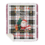 Personalized Gift Tartan Plaid Blanket Clan MacPherson Modern With Funny Santa Snowman Reindeer Merry Christmas Gift Sherpa Blanket, blue plaid sherpa blanket,blue tartan sherpa blanket,Buchan,buffalo plaid sherpa blanket,christmas sherpa blanket,Christmas Throw Blanket