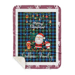 Personalized Gift Tartan Plaid Blanket Clan Guthrie Modern With Funny Santa Snowman Reindeer Merry Christmas Gift Sherpa Blanket, blue plaid sherpa blanket,blue tartan sherpa blanket,Buchan,buffalo plaid sherpa blanket,christmas sherpa blanket,Christmas Throw Blanket