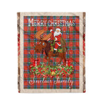 Personalized Gift Plaid Tartan Blanket Clan Sinclair Ancient With Moose Lover Xmas Gift Santa Riding Christmas Fleece Blanket