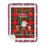 Personalized Gift Tartan Plaid Blanket Clan Somerville With Funny Santa Snowman Reindeer Merry Christmas Gift Sherpa Blanket, blue plaid sherpa blanket,blue tartan sherpa blanket,Buchan,buffalo plaid sherpa blanket,christmas sherpa blanket,Christmas Throw Blanket