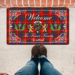Doormat - Welcome Mat Scottish Clan Fraser Tartan Door Mat, Plaid Doormat With Thistle and Two Lion Scottish