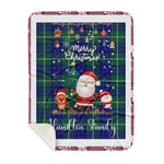 Personalized Gift Tartan Plaid Blanket Clan Hamilton Hunting Modern With Funny Santa Snowman Reindeer Merry Christmas Gift Sherpa Blanket, blue plaid sherpa blanket,blue tartan sherpa blanket,Buchan,buffalo plaid sherpa blanket,christmas sherpa blanket,Christmas Throw Blanket