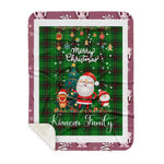 Personalized Gift Tartan Plaid Blanket Clan Kinnear With Funny Santa Snowman Reindeer Merry Christmas Gift Sherpa Blanket, blue plaid sherpa blanket,blue tartan sherpa blanket,Buchan,buffalo plaid sherpa blanket,christmas sherpa blanket,Christmas Throw Blanket