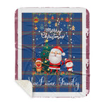 Personalized Gift Tartan Plaid Blanket Clan MacLaine of Loch Buie Hunting With Funny Santa Snowman Reindeer Merry Christmas Gift Sherpa Blanket, blue plaid sherpa blanket,blue tartan sherpa blanket,Buchan,buffalo plaid sherpa blanket,christmas sherpa blanket,Christmas Throw Blanket