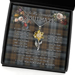 To My Beautiful Soulmate Sunflower Necklace In Your Eyes I Have Found My Home Clan BlackWatch Weathered Tartan Jewelry For Girlfriend, Tartan Sunflower Pendant Necklace, Scottish Tartan Jewelry, valentine necklace, necklace girlfriend, necklace for wife, cute necklaces for girlfriend, jewelry for girlfriend, to my soulmate necklace, to my future wife necklace