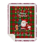 Personalized Gift Tartan Plaid Blanket Clan Auchinleck With Funny Santa Snowman Reindeer Merry Christmas Gift Sherpa Blanket, blue plaid sherpa blanket,blue tartan sherpa blanket,Buchan,buffalo plaid sherpa blanket,christmas sherpa blanket,Christmas Throw Blanket