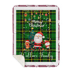 Personalized Gift Tartan Plaid Blanket Clan Wallace Hunting With Funny Santa Snowman Reindeer Merry Christmas Gift Sherpa Blanket, blue plaid sherpa blanket,blue tartan sherpa blanket,Buchan,buffalo plaid sherpa blanket,christmas sherpa blanket,Christmas Throw Blanket