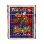 Personalized Gift Plaid Tartan Blanket Clan Trotter With Moose Lover Xmas Gift Santa Riding Christmas Fleece Blanket