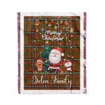 Personalized Gift Tartan Plaid Blanket Clan Seton Modern With Funny Santa Snowman Reindeer Merry Christmas Fleece Blanket, Home Living Room, Plaid Blanket, Tartan Blanket, Scottish Blanket, Buffalo fleece blanket, Christmas Blanket
