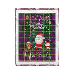 Personalized Gift Tartan Plaid Blanket Clan Taylor With Funny Santa Snowman Reindeer Merry Christmas Fleece Blanket, Home Living Room, Plaid Blanket, Tartan Blanket, Scottish Blanket, Buffalo fleece blanket, Christmas Blanket