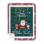 Personalized Gift Tartan Plaid Blanket Clan Fletcher Ancient With Funny Santa Snowman Reindeer Merry Christmas Gift Sherpa Blanket, blue plaid sherpa blanket,blue tartan sherpa blanket,Buchan,buffalo plaid sherpa blanket,christmas sherpa blanket,Christmas Throw Blanket