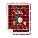 Personalized Gift Tartan Plaid Blanket Clan Cunningham With Funny Santa Snowman Reindeer Merry Christmas Gift Sherpa Blanket, blue plaid sherpa blanket,blue tartan sherpa blanket,Buchan,buffalo plaid sherpa blanket,christmas sherpa blanket,Christmas Throw Blanket