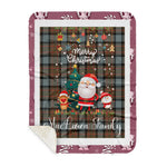 Personalized Gift Tartan Plaid Blanket Clan MacLaren Weathered With Funny Santa Snowman Reindeer Merry Christmas Gift Sherpa Blanket, blue plaid sherpa blanket,blue tartan sherpa blanket,Buchan,buffalo plaid sherpa blanket,christmas sherpa blanket,Christmas Throw Blanket
