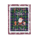 Personalized Gift Tartan Plaid Blanket Clan Logan Ancient With Funny Santa Snowman Reindeer Merry Christmas Fleece Blanket, Home Living Room, Plaid Blanket, Tartan Blanket, Scottish Blanket, Buffalo fleece blanket, Christmas Blanket