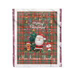 Personalized Gift Tartan Plaid Blanket Clan MacKinnon Ancient With Funny Santa Snowman Reindeer Merry Christmas Fleece Blanket, Home Living Room, Plaid Blanket, Tartan Blanket, Scottish Blanket, Buffalo fleece blanket, Christmas Blanket