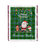 Personalized Gift Tartan Plaid Blanket Clan Henderson Ancient With Funny Santa Snowman Reindeer Merry Christmas Fleece Blanket, Christmas Blanket, Plaid Blanket, Tartan Blanket,Scottish Blanket