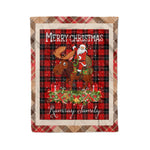 Personalized Gift Plaid Tartan Blanket Clan Ramsay With Moose Lover Xmas Gift Santa Riding Christmas Fleece Blanket
