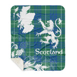 Sherpa Blanket - Tartan Blanket Thistle and Lion Scottish Clan Hamilton Hunting Ancient Plaid Blanket, plaid sherpa blanket queen,purple sherpa blanket,queen sherpa blanket,queen size sherpa blanket,red sherpa blanket,scottish tartan blankets,sherpa blanket,sherpa christmas blanket