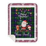 Personalized Gift Tartan Plaid Blanket Clan Shaw Modern With Funny Santa Snowman Reindeer Merry Christmas Gift Sherpa Blanket, blue plaid sherpa blanket,blue tartan sherpa blanket,Buchan,buffalo plaid sherpa blanket,christmas sherpa blanket,Christmas Throw Blanket