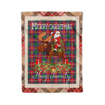 Personalized Gift Plaid Tartan Blanket Clan Haig With Moose Lover Xmas Gift Santa Riding Christmas Fleece Blanket