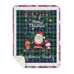 Personalized Gift Tartan Plaid Blanket Clan Farquharson Ancient With Funny Santa Snowman Reindeer Merry Christmas Gift Sherpa Blanket, blue plaid sherpa blanket,blue tartan sherpa blanket,Buchan,buffalo plaid sherpa blanket,christmas sherpa blanket,Christmas Throw Blanket