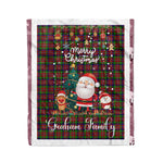 Personalized Gift Tartan Plaid Blanket Clan Graham Red With Funny Santa Snowman Reindeer Merry Christmas Fleece Blanket, Christmas Blanket, Plaid Blanket, Tartan Blanket,Scottish Blanket