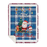 Personalized Gift Tartan Plaid Blanket Clan Muirhead Blue With Funny Santa Snowman Reindeer Merry Christmas Gift Sherpa Blanket, blue plaid sherpa blanket,blue tartan sherpa blanket,Buchan,buffalo plaid sherpa blanket,christmas sherpa blanket,Christmas Throw Blanket