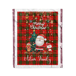 Personalized Gift Tartan Plaid Blanket Clan Adair With Funny Santa Snowman Reindeer Merry Christmas Fleece Blanket, Home Living Room, Plaid Blanket, Tartan Blanket, Scottish Blanket, Buffalo fleece blanket, Christmas Blanket