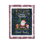 Personalized Gift Tartan Plaid Blanket Clan Baird Modern With Funny Santa Snowman Reindeer Merry Christmas Fleece Blanket, Home Living Room, Plaid Blanket, Tartan Blanket, Scottish Blanket, Buffalo fleece blanket, Christmas Blanket