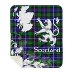 Sherpa Blanket - Tartan Blanket Thistle and Lion Scottish Clan Hunter Modern Plaid Blanket, plaid sherpa blanket queen,purple sherpa blanket,queen sherpa blanket,queen size sherpa blanket,red sherpa blanket,scottish tartan blankets,sherpa blanket,sherpa christmas blanket