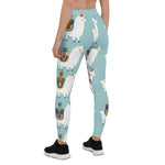 Scotstee Shop - Christmas Gift Llama Pattern Gift Blue Xmas Women's Leggings