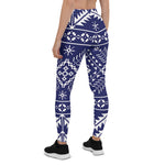 Scotstee Shop - Navy Blue and White Fair Isle Christmas Pattern Halloween Women's Leggings