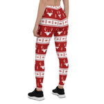 Scotstee Shop - Christmas Red Scandinavian Deer Antler Fair Isle Women Christmas Leggings