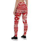 Scotstee Shop - Christmas Sweater Knitting Pattern Red Women Christmas Leggings