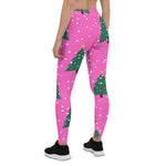Scotstee Shop - Christmas Tree and Snowfall on Pink Women Christmas Leggings
