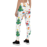 Scotstee Shop - Christmas Trees Santa and a cute Cheerful Deer drinking Champagne Gift Boxes and Snowflakes Women Christmas Leggings